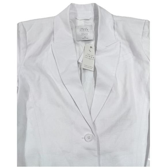 Abercrombie & Fitch Women's XL A&F Linen Collection Cropped White Blazer Button - Picture 2 of 7
